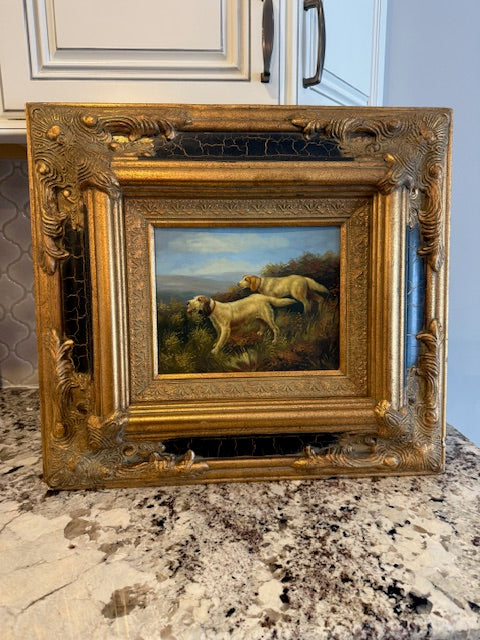 Oil on board painting.