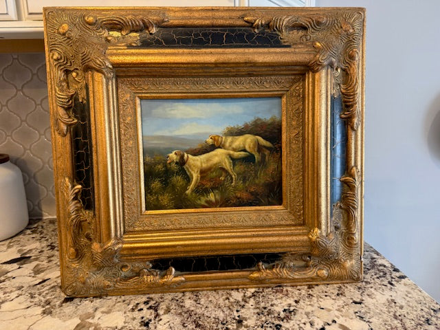 Oil on board painting.