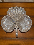Vintage silver plated three section serving dish with handle.