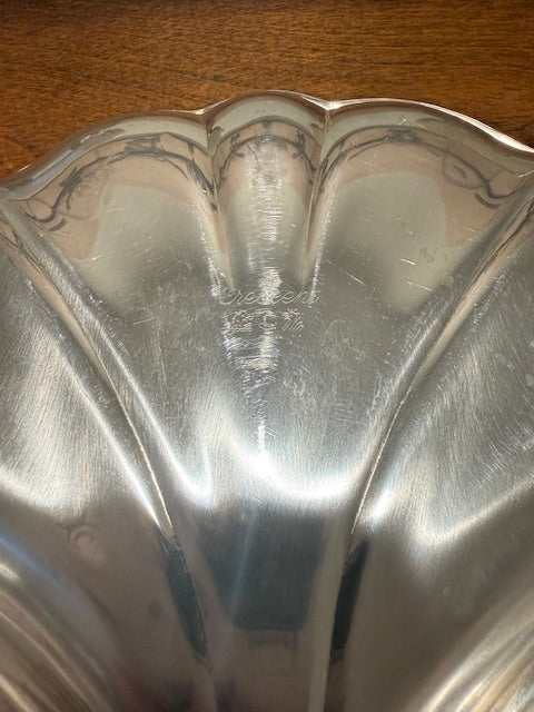 Vintage silver plated three section serving dish with handle.