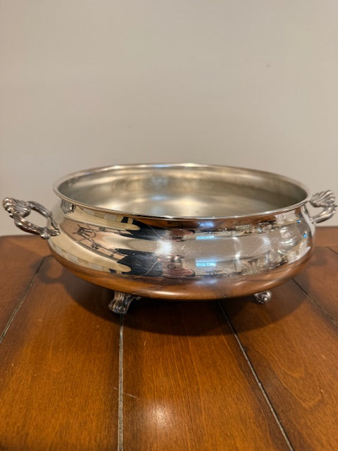 Vintage crescent silver plated casserole dish.