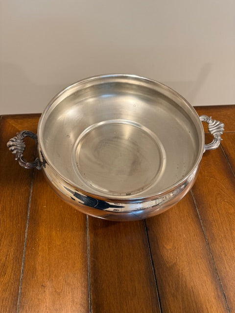 Vintage crescent silver plated casserole dish.