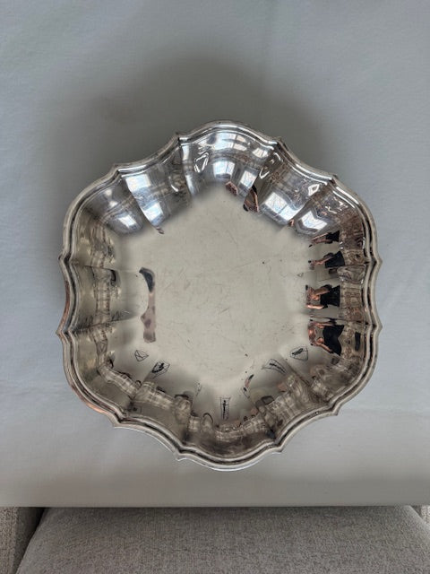 Silver plated international silver company scalloped dish.