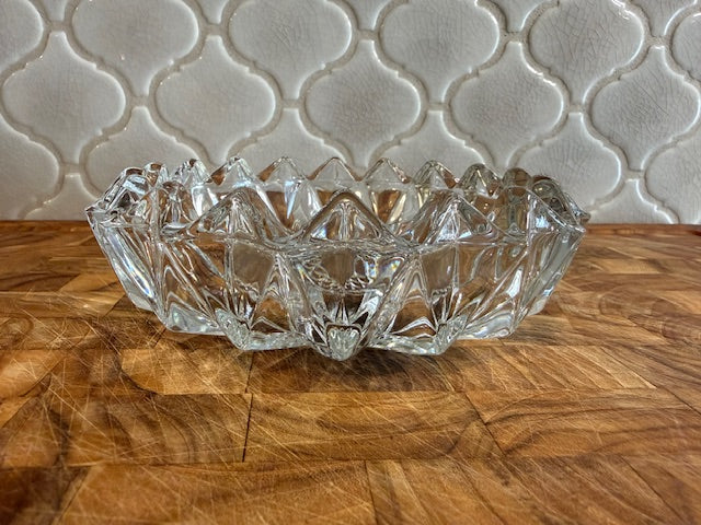 Vintage diamond cut glass ashtray.