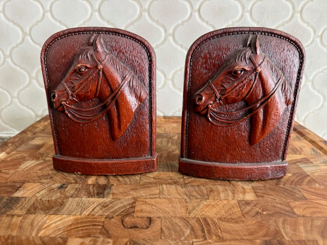 Pair of vintage Syroco Ware resin bookends.