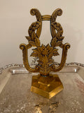 Vintage solid Brass Lyre and Laurels Bookend