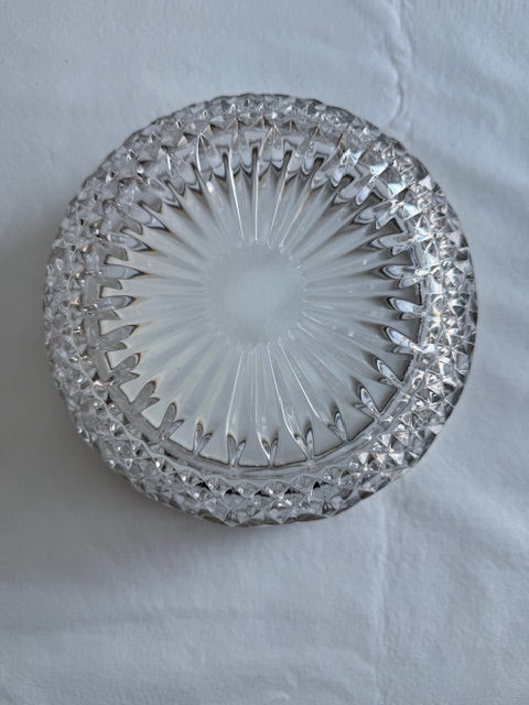 Vintage crystal bowl with silver plated rim.