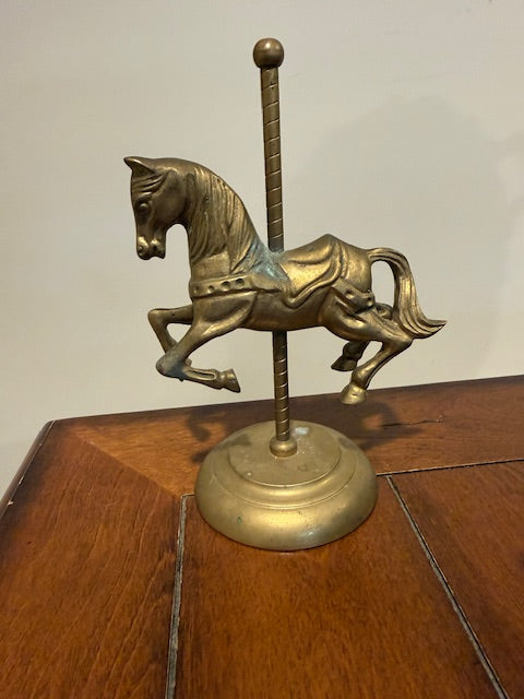 Vintage Solid Brass Carousel Horse Figurine