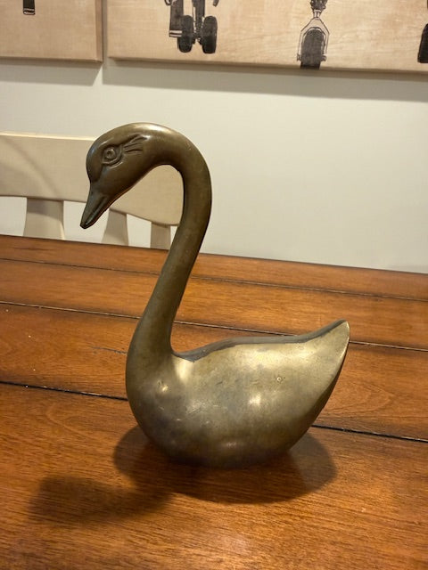 Large Brass Swan