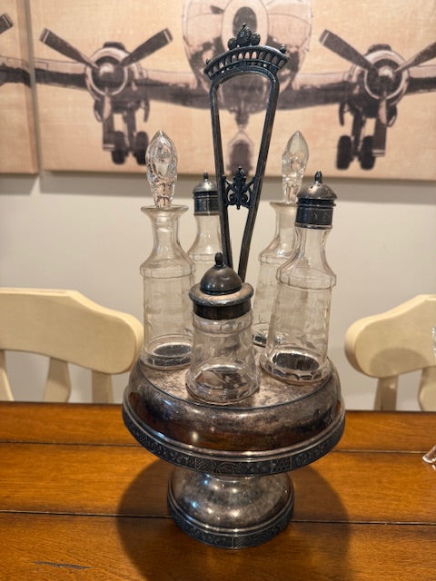 Antiques Silver plated full cruet set