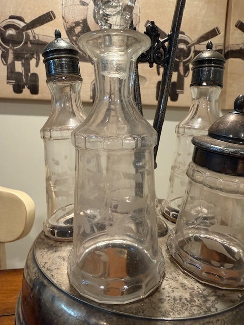 Antiques Silver plated full cruet set