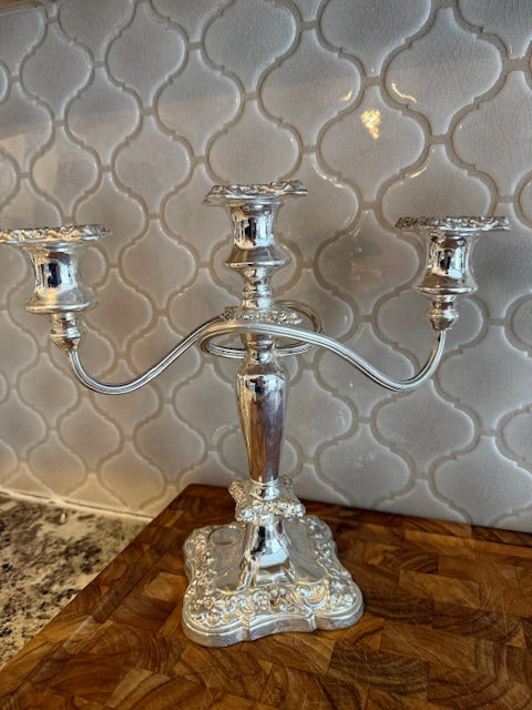 Pair of vintage silver plated candelabras.