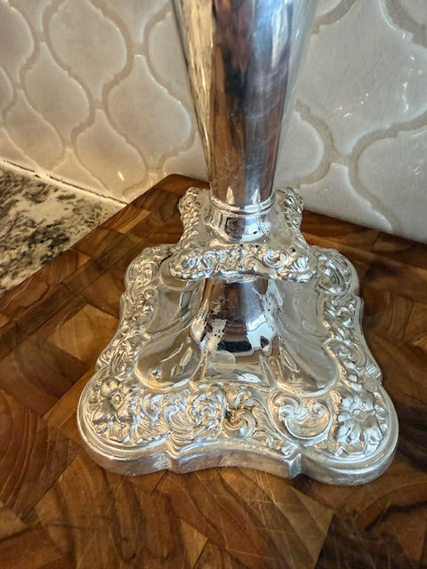 Pair of vintage silver plated candelabras.
