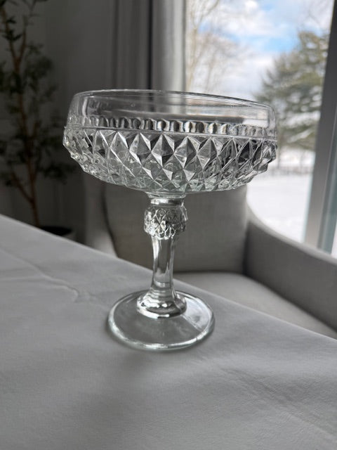 Vintage Indiana glass diamond point pedestal compote dish.