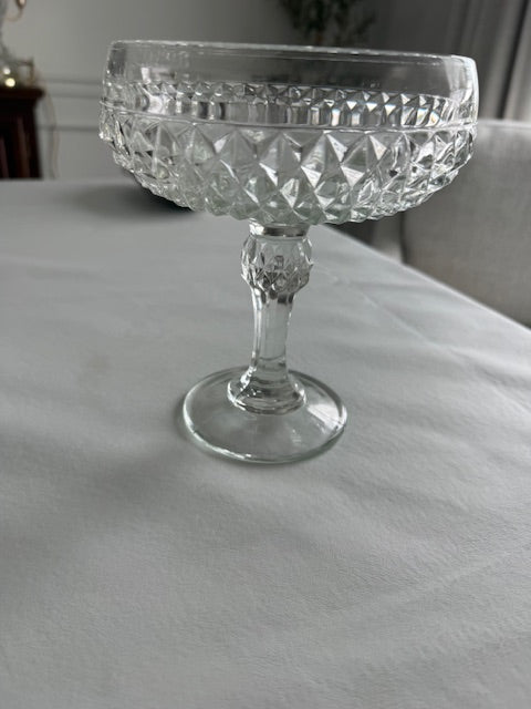Vintage Indiana glass diamond point pedestal compote dish.