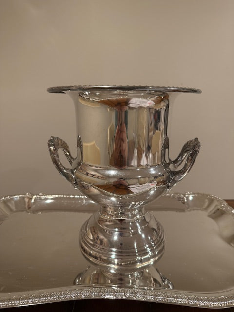 Vintage silver-plated trophy cup and or champagne bucket.  Size large.