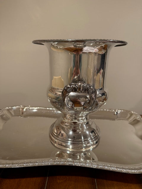 Vintage silver-plated trophy cup and or champagne bucket.  Size large.