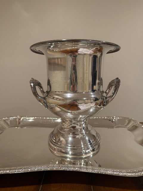 Vintage silver-plated trophy cup and or champagne bucket.  Size large.