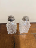 Vintage crystal salt and pepper shakers with diamond pattern
