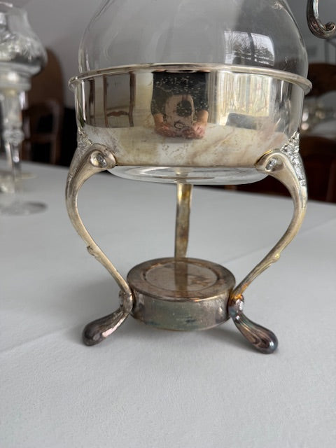 Vintage silver plated glass carafe set.