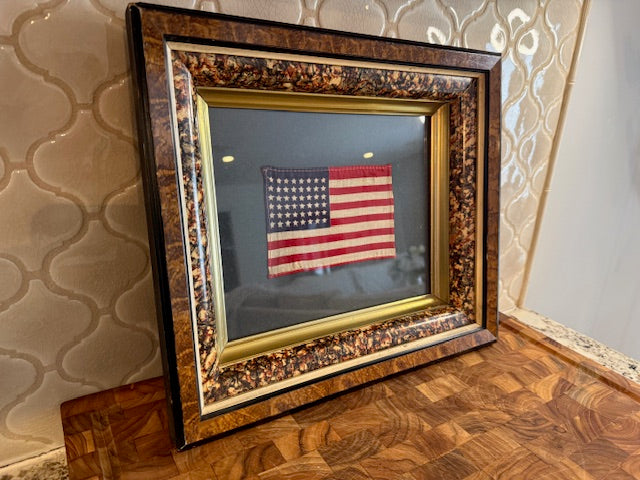 Framed  antique 48 star American Flag picture.