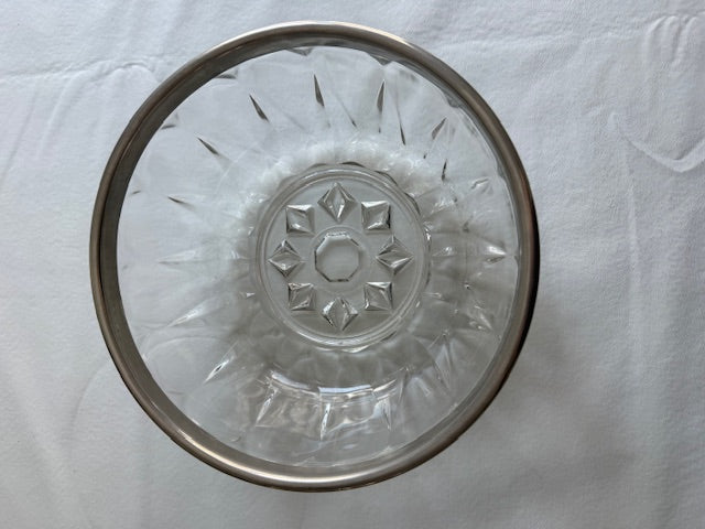 Vintage crystal bowl with silver plated rim