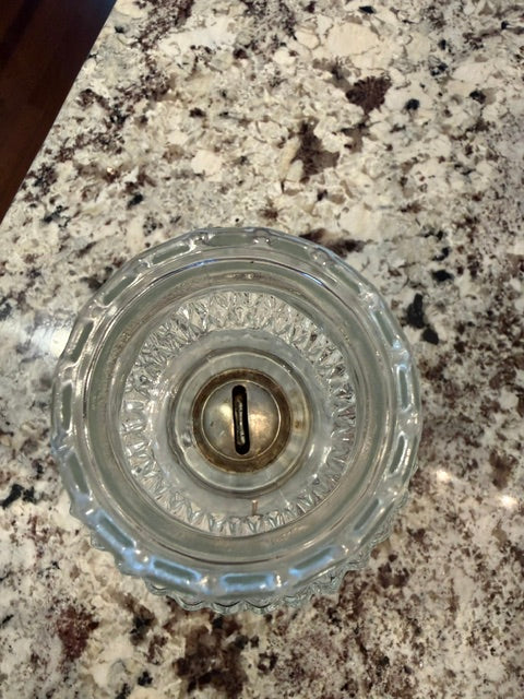 Clear pressed glass vintage Lamplight Farms Bordeaux glass oil lamp.