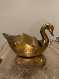 Heavy brass large swan planter or trinket dish