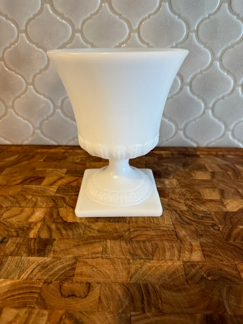 Vintage white milk glass tall vase.