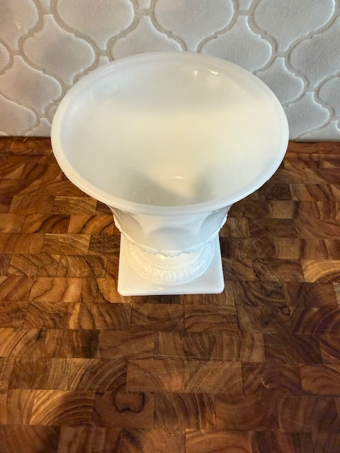 Vintage white milk glass tall vase.