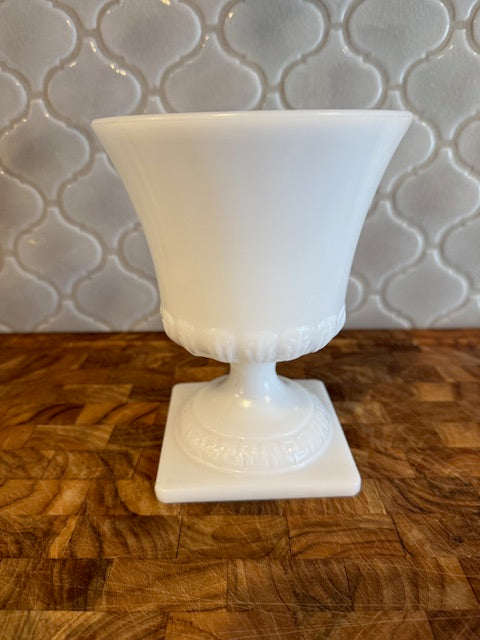 Vintage white milk glass tall vase.