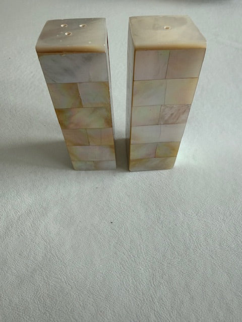 Mother of pearl Currey and Company salt and pepper shakers