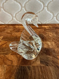 Hand Blown Clear Glass Bird Paperweight Figurine