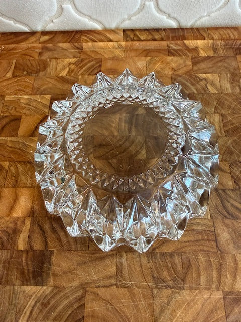 Vintage diamond cut glass ashtray.