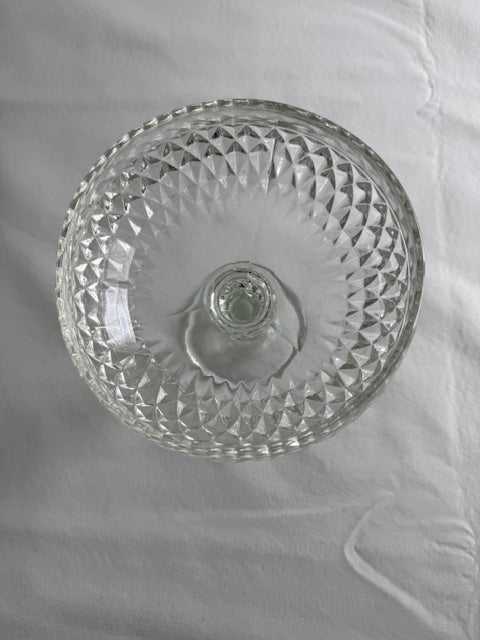 Vintage Indiana glass diamond point pedestal compote dish.