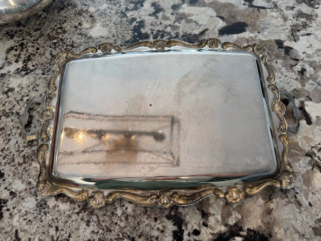 Silver Plated Ornate Tray with Handles